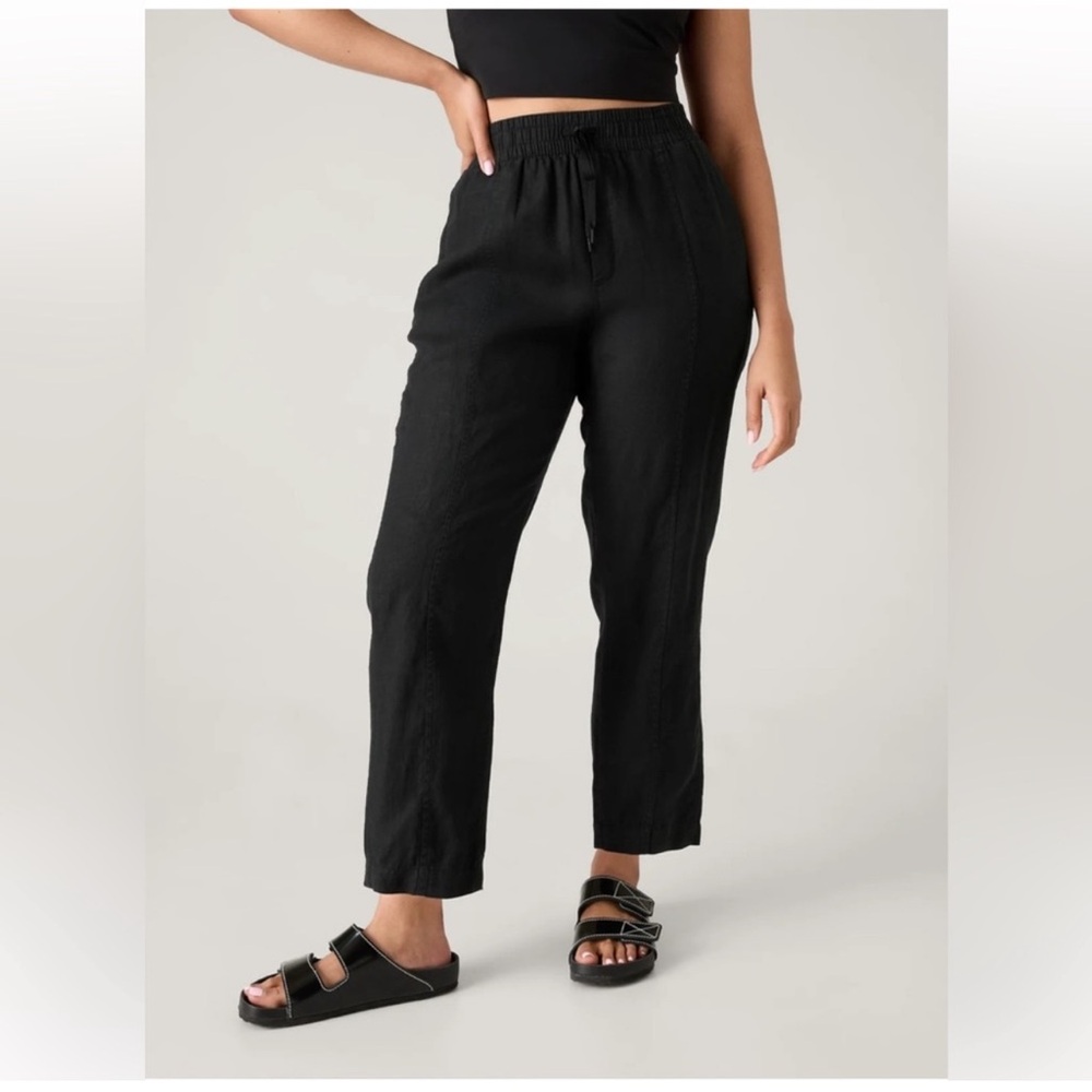 Like New ATHLETA Retreat Linen Ankle Pant Black Women's Small 851027